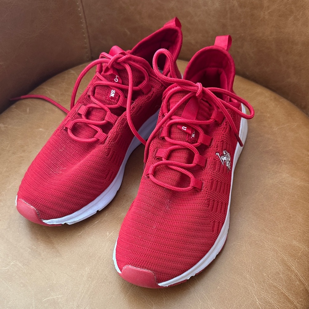 U.S. Polo Assn. Red Knit Athletic Sneakers with White Sole